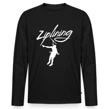 Ziplining Sprüche Seilrutsche Sport Zipline - Männer Premium Bio Langarmshirt - Schwarz - Vorne - Nico (187cm)