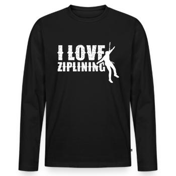 I love ziplining zip line zipline sport - Men's Premium Organic Long Sleeve Shirt - black - Front - Nico (187cm)