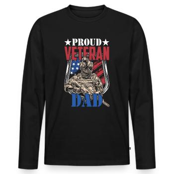 Proud Veteran Dad Father Day Father Sayings Daddy - Men's Premium Organic Long Sleeve Shirt - black - Front - Nico (187cm)