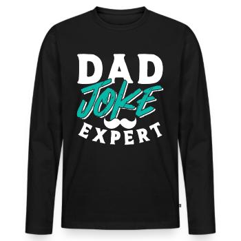 Dad Joke Papa Joke Jokes Father - Men's Premium Organic Long Sleeve Shirt - black - Front - Nico (187cm)