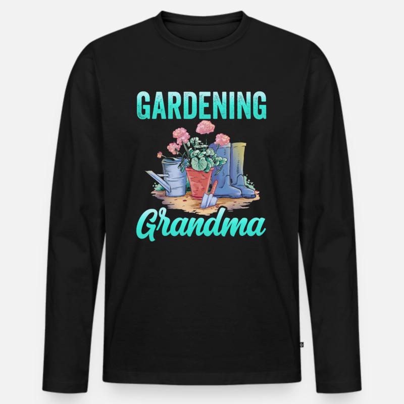 Gartenarbeit Oma Gärtnerin Garten Großmutter - Männer Premium Bio Langarmshirt - Schwarz