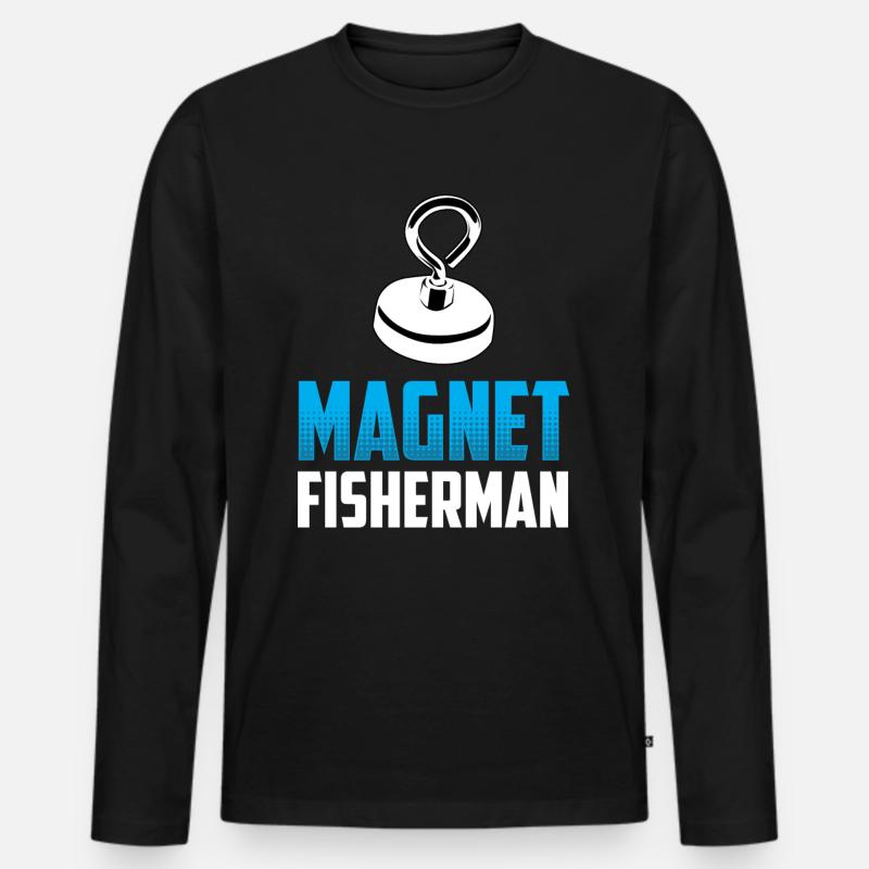 Magnetfischer Magnetfischen Magnet - Männer Premium Bio Langarmshirt - Schwarz