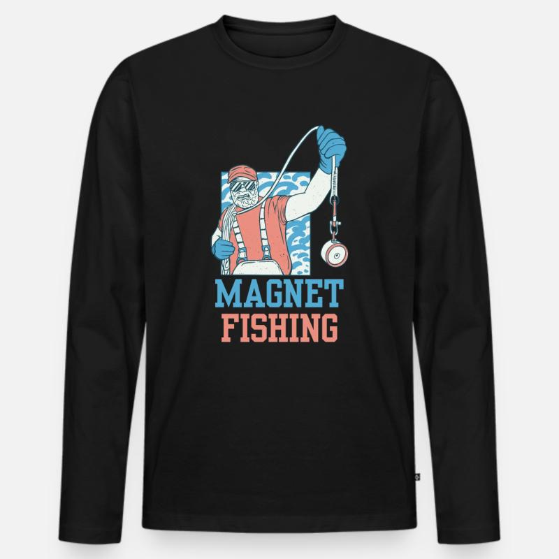 Magnetfischen Magnet Magnetfischer - Männer Premium Bio Langarmshirt - Schwarz