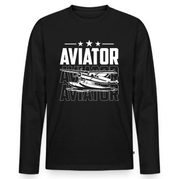 Pilote Pilote Jet Petit Avion Léger - T-shirt manches longues Premium bio Homme - noir - Devant - Nico (187cm)