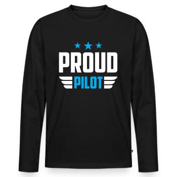 Fier pilote de petit avion avion léger Jet - T-shirt manches longues Premium bio Homme - noir - Devant - Nico (187cm)