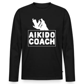 Aikido Trainer Martial Arts Fighter Martial Arts - Men's Premium Organic Long Sleeve Shirt - black - Front - Nico (187cm)