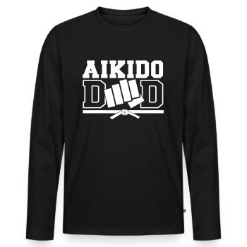 Aikido Vater Kampfkunst Kampfsport Kämpfer - Männer Premium Bio Langarmshirt - Schwarz - Vorne - Nico (187cm)