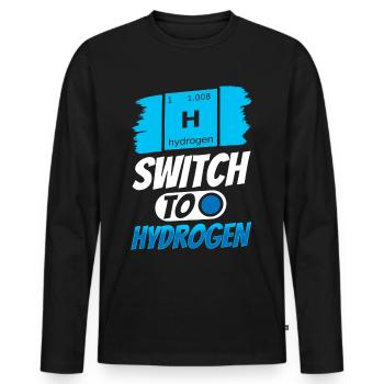 Passage à l’hydrogène, élément énergétique hydrogène - T-shirt manches longues Premium bio Homme - noir - Devant - Nico (187cm)