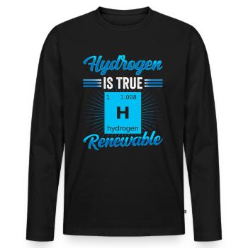Wasserstoff Ist Die Wahre Erneuerbare Energie - Männer Premium Bio Langarmshirt - Schwarz - Vorne - Nico (187cm)