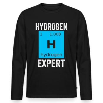 Hydrogène Expert Élément Energie Hydrogène - T-shirt manches longues Premium bio Homme - noir - Devant - Nico (187cm)