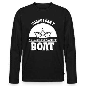 Malheureusement, je ne peux pas avoir de plans avec mon bateau - T-shirt manches longues Premium bio Homme - noir - Devant - Nico (187cm)