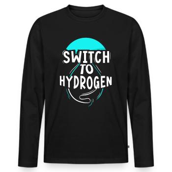 Passage à l’hydrogène Énergie Hydrogène - T-shirt manches longues Premium bio Homme - noir - Devant - Nico (187cm)