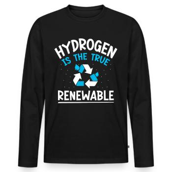Wasserstoff Ist Die Wahre Erneuerbare Energie - Männer Premium Bio Langarmshirt - Schwarz - Vorne - Nico (187cm)