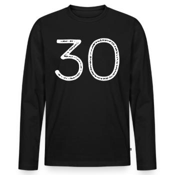 30 - Number - Birthday - Men's Premium Organic Long Sleeve Shirt - black - Front - Nico (187cm)