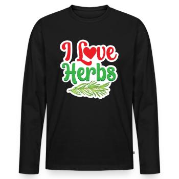 J’adore les herbes herbes herbes aromatiques jardin d’herbes aromatiques - T-shirt manches longues Premium bio Homme - noir - Devant - Nico (187cm)
