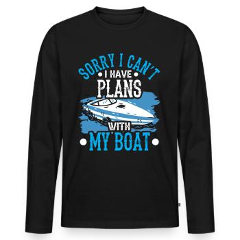 Malheureusement, je ne peux pas avoir de plans avec mon bateau - T-shirt manches longues Premium bio Homme - noir - Devant - Nico (187cm)