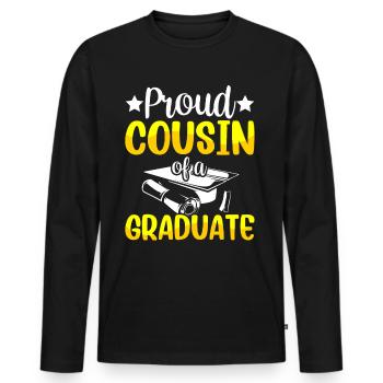 Fier cousin d’un diplômé diplômé - T-shirt manches longues Premium bio Homme - noir - Devant - Nico (187cm)