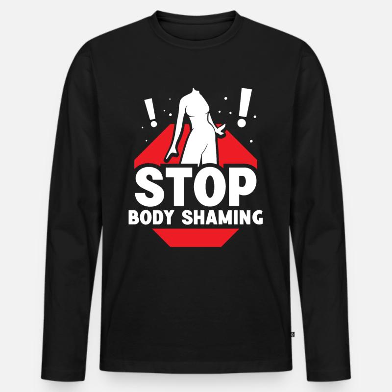 Schluss Mit Body Shaming Bodyshaming Ärgern - Männer Premium Bio Langarmshirt - Schwarz