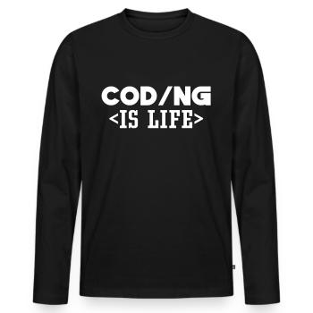Coding Is Life Code Programmer Coder - Men's Premium Organic Long Sleeve Shirt - black - Front - Nico (187cm)