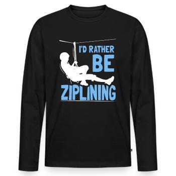 I'd Rather Be Ziplining Zipline Sport Seilrutsche - Männer Premium Bio Langarmshirt - Schwarz - Vorne - Nico (187cm)