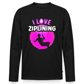 I love ziplining sport zipline zip line - Men's Premium Organic Long Sleeve Shirt - black - Front - Nico (187cm)