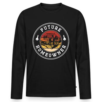 Futur propriétaire propriétaire propriétaire - T-shirt manches longues Premium bio Homme - noir - Devant - Nico (187cm)