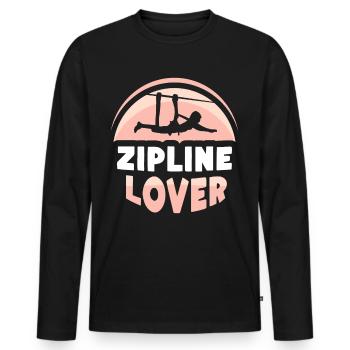 Zipline lover Zipline Zip line Ziplining - Men's Premium Organic Long Sleeve Shirt - black - Front - Nico (187cm)