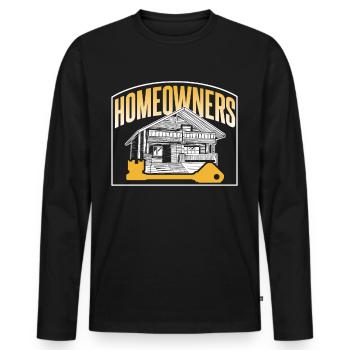 Propriétaire Maison Propriétaire Maison Propriétaire Maison - T-shirt manches longues Premium bio Homme - noir - Devant - Nico (187cm)