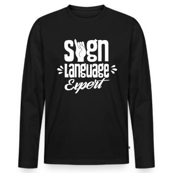 Gebärdensprache Experte Gestik Gebärden Awareness - Männer Premium Bio Langarmshirt - Schwarz - Vorne - Nico (187cm)
