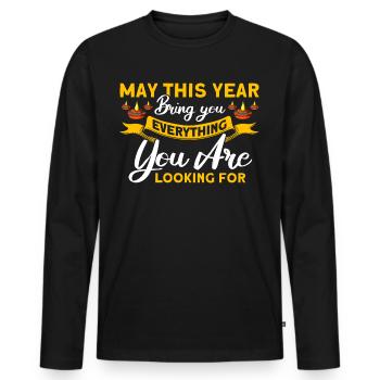 Diwali Hindus Sikh Festival of Lights Gift - Men's Premium Organic Long Sleeve Shirt - black - Front - Nico (187cm)