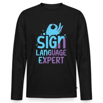 Gebärdensprache Experte Awareness Gestik Gebärden - Männer Premium Bio Langarmshirt - Schwarz - Vorne - Nico (187cm)