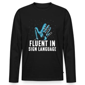Fließend In Gebärdensprache Gebärden Awareness - Männer Premium Bio Langarmshirt - Schwarz - Vorne - Nico (187cm)