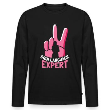 Sign Language Expert Gesture Awareness Signs - Men's Premium Organic Long Sleeve Shirt - black - Front - Nico (187cm)