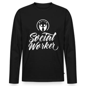 Travailleurs sociaux Travail social Travail social Profession - T-shirt manches longues Premium bio Homme - noir - Devant - Nico (187cm)