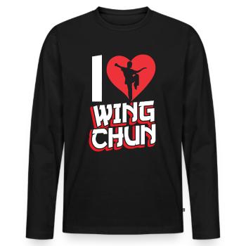 Ich Liebe Wing Chun Kampfkunst Trainer Kampfsport - Männer Premium Bio Langarmshirt - Schwarz - Vorne - Nico (187cm)