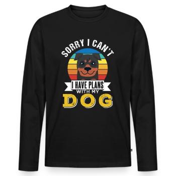 Je ne peux malheureusement pas avoir de projets avec mon chien - T-shirt manches longues Premium bio Homme - noir - Devant - Nico (187cm)