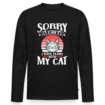 Malheureusement, je ne peux pas avoir de plans avec mon chat - T-shirt manches longues Premium bio Homme - noir - Devant - Nico (187cm)
