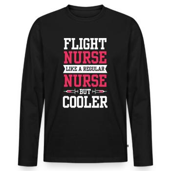 Infirmière de vol Médecin de vol Profession médicale de vol - T-shirt manches longues Premium bio Homme - noir - Devant - Nico (187cm)