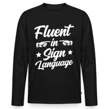 Fließend In Gebärdensprache Gebärden Awareness - Männer Premium Bio Langarmshirt - Schwarz - Vorne - Nico (187cm)
