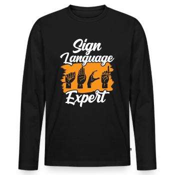 Gebärdensprache Experte Gestik Gebärden Awareness - Männer Premium Bio Langarmshirt - Schwarz - Vorne - Nico (187cm)