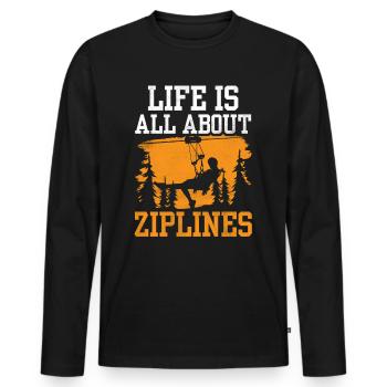Das Leben Besteht Aus Seilrutschen Sport Ziplining - Männer Premium Bio Langarmshirt - Schwarz - Vorne - Nico (187cm)