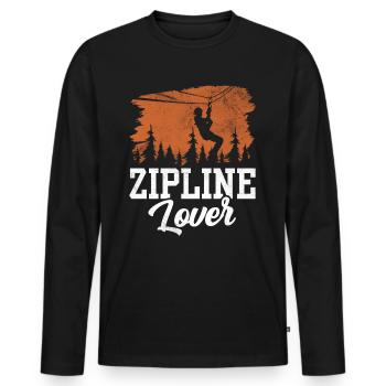 Zipline-Liebhaber Zipline Seilrutsche Ziplining - Männer Premium Bio Langarmshirt - Schwarz - Vorne - Nico (187cm)
