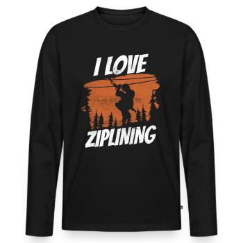 Ich Liebe Ziplining Sport Zipline Seilrutsche - Männer Premium Bio Langarmshirt - Schwarz - Vorne - Nico (187cm)