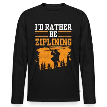I'd Rather Be Ziplining Zipline Seilrutsche Sport - Männer Premium Bio Langarmshirt - Schwarz - Vorne - Nico (187cm)