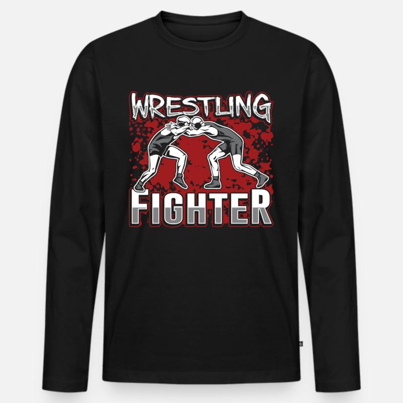 Wrestling Kämpfer Ringer Ringen Ringkampf - Männer Premium Bio Langarmshirt - Schwarz