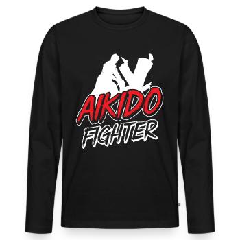 Aikido Fighter Martial Arts Martial Arts Lovers - Men's Premium Organic Long Sleeve Shirt - black - Front - Nico (187cm)