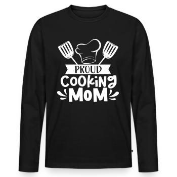 Fière cuisine Mère cuisinière Cuisinière Cuisine Maman - T-shirt manches longues Premium bio Homme - noir - Devant - Nico (187cm)