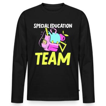 Équipe d’éducation de l’enfance en difficulté Profession d’enseignant en éducation de l’enfance en difficulté - T-shirt manches longues Premium bio Homme - noir - Devant - Nico (187cm)