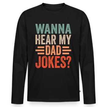 Papa Joke Dad Joke Father Jokes - Men's Premium Organic Long Sleeve Shirt - black - Front - Nico (187cm)