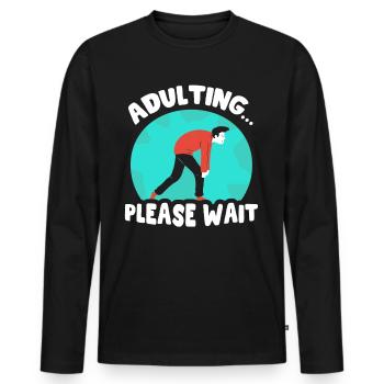 Grandir s’il vous plaît attendre la puberté d’anniversaire - T-shirt manches longues Premium bio Homme - noir - Devant - Nico (187cm)